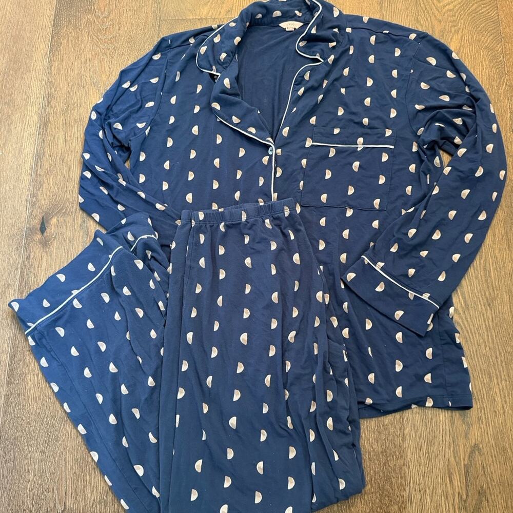 Eberjey Gisele Long Sleeve Pajama Pjs Set Blue Sz S